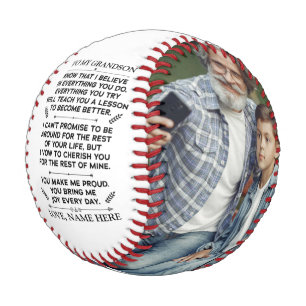Custom Gift To My Grandson with 2 Photos Baseball