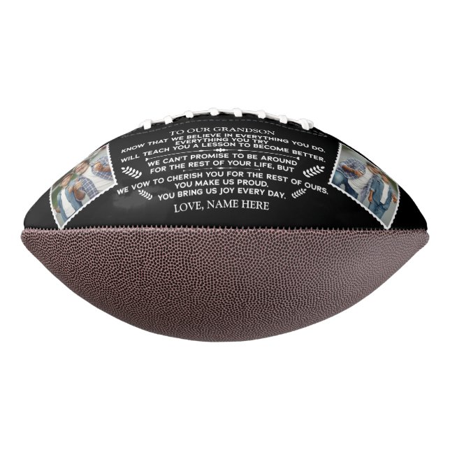 Custom Gift To Our Grandson with 2 Photos Football (Rotated 270)