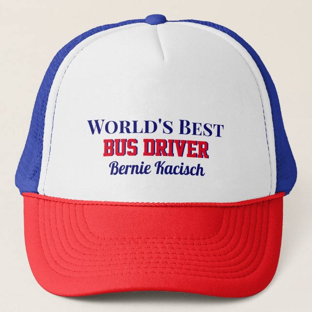 Custom gift! World's best bus driver cap (Front)