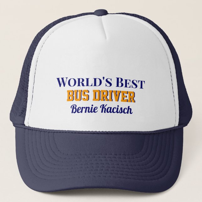 Custom gift! World's best bus driver cap (Front)