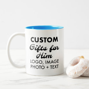 Custom Gifts for Him Light Blue Two-Tone Mug 11oz.