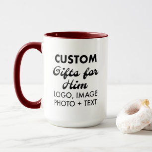 Custom Gifts for Him Maroon Red Combo Mug 15oz.