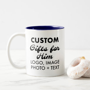 Custom Gifts for Him Navy Blue Two-Tone Mug 11oz.