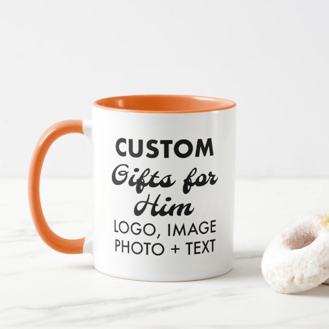 Custom Gifts for Him Orange Combo Mug 11oz. (With Donut)