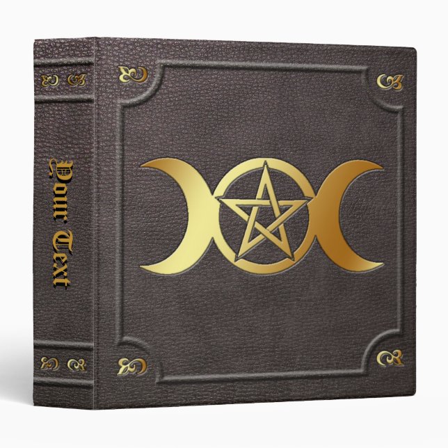 Custom Gilded Triple Moon Pentacle Book of Shadows Binder (Front/Spine)