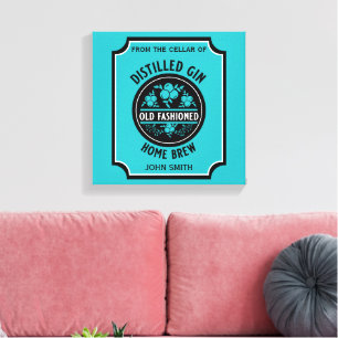 Custom Gin Bottle Canvas Print