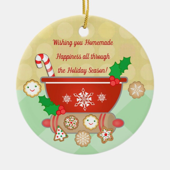 Custom Gingerbread Christmas Cookies Ceramic Ornament (Front)