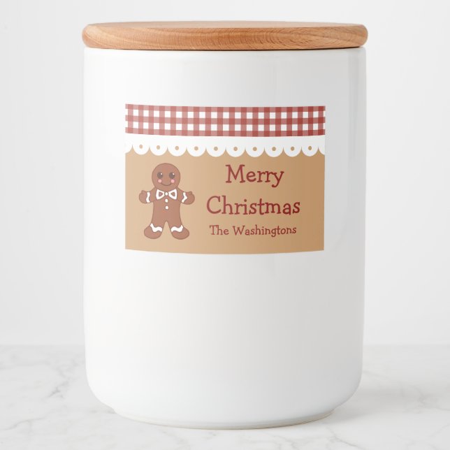 Custom Gingerbread Christmas Kitchen Gift Labels (Front)