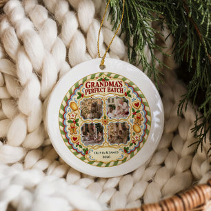 Custom Gingerbread Grandma’s Perfect Batch Photos Ceramic Ornament