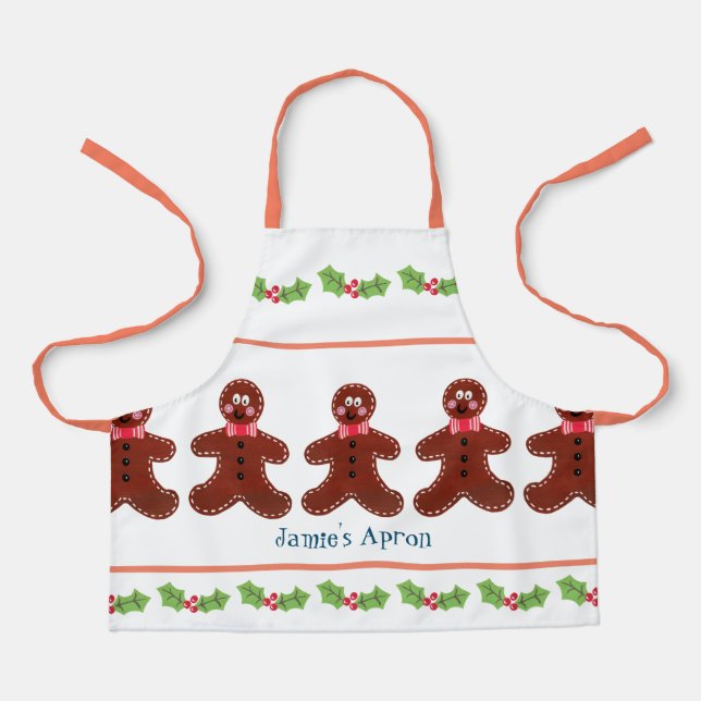 Custom Gingerbread Man Christmas Apron (Front)