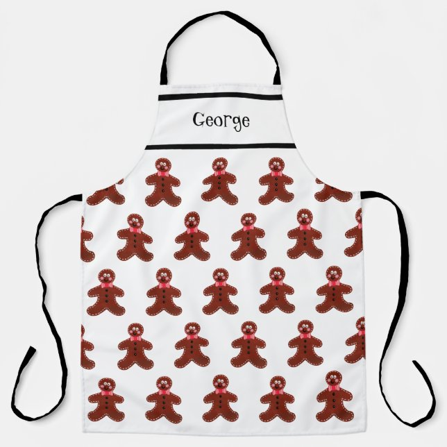Custom Gingerbread Man Christmas Apron (Front)