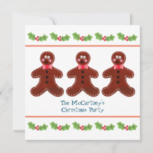 Custom Gingerbread Man Christmas Party Invitation