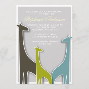Custom giraffe baby boy shower invitation