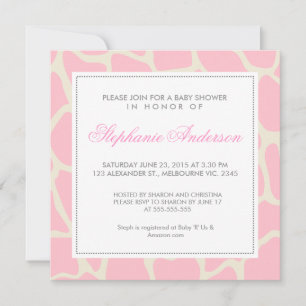 Custom giraffe baby shower invite