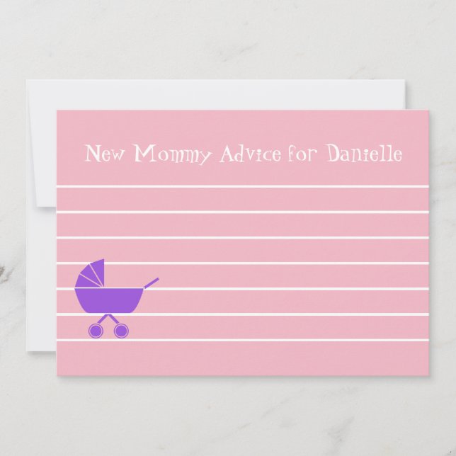 Custom Girl Baby Shower New Mommy Advice Cards (Front)