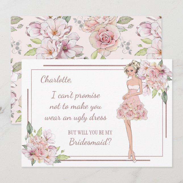 Custom Girl Bridesmaid Proposal Card (Front/Back)