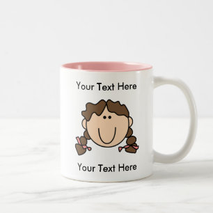 Custom Girl Brown Braids Mug - Customizable