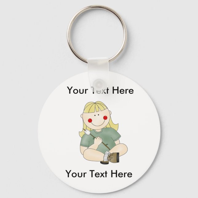 Custom Girl Camping Keychain (Front)