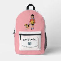 Custom Girl & Dog School Backpack
