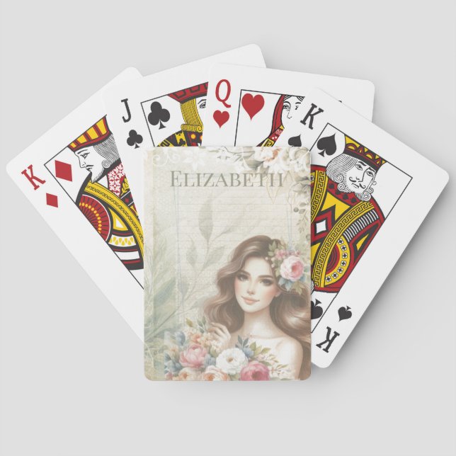 Custom Girl Personalized  Playing Cards (Back)
