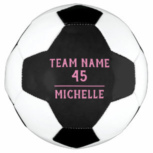 Custom Girl Soccer Ball Pink Black Name Number