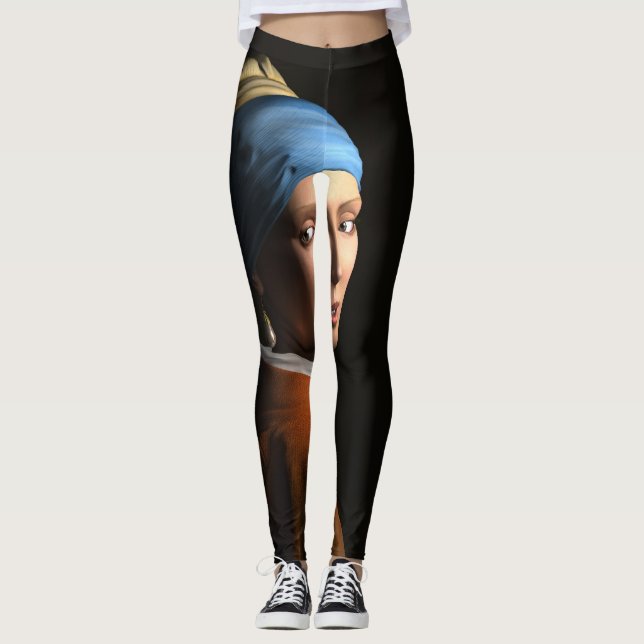 Custom Girl With A Pearl Earring leggings (Front)