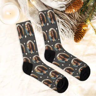 Custom Girlfriend Photo Charcoal Grey Love Socks