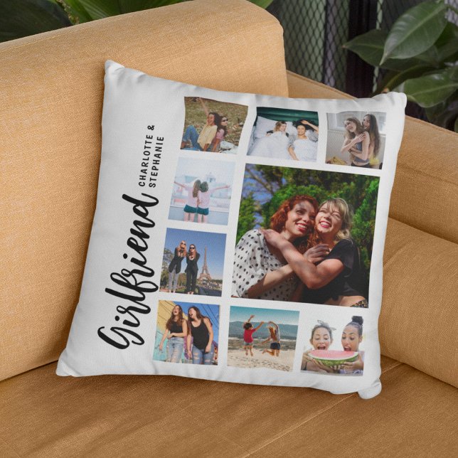 Custom Girlfriend Photo Collage Throw Pillow (Creator Uploaded)