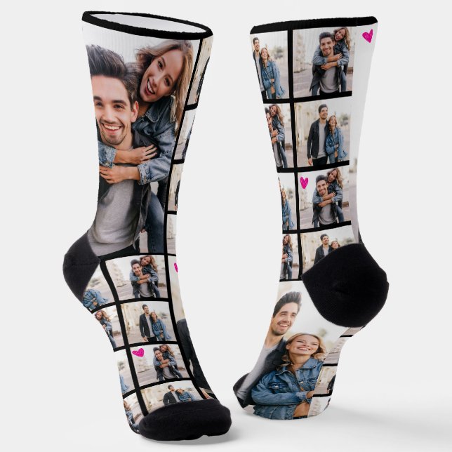 Custom Girlfriend Photo Pink Love Socks (Angled)