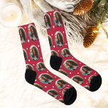 Custom Girlfriend Photo Red Love Socks<br><div class="desc">Show your love for your boyfriend, husband, or partner with these fun and cozy custom-printed socks! Our girlfriend photo premium crew socks feature a pattern of your own favourite photo along with small white confetti hearts. Create your own by simply adding your picture to the round placeholder image. Makes a...</div>