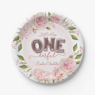 Custom Girls First Birthday Balloons Paper Plate