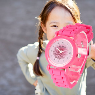 Custom Girls Name Pink Glitter Strap Kids Watch