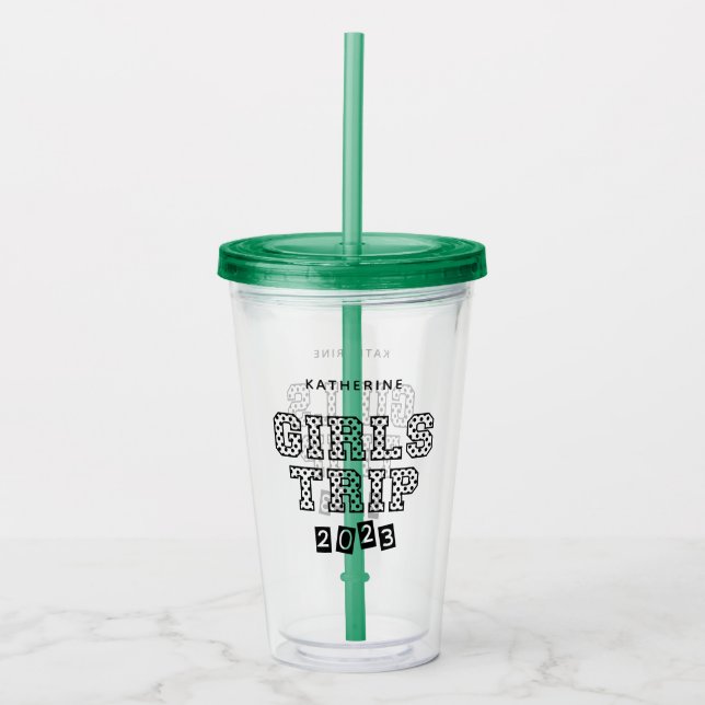 Custom Girls Trip 2023 Girls Weekend Vacation Acrylic Tumbler (Front)