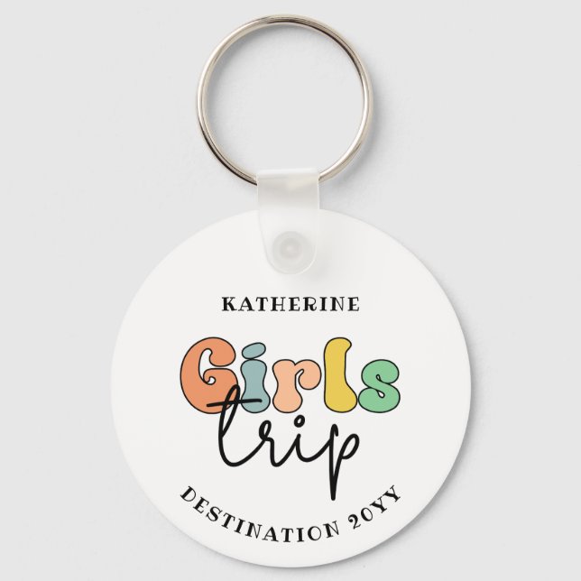 Custom Girls Trip | Cute Girls weekend vacation Keychain (Front)