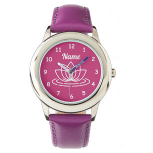 Custom girl's watch with cute lotus flower design
