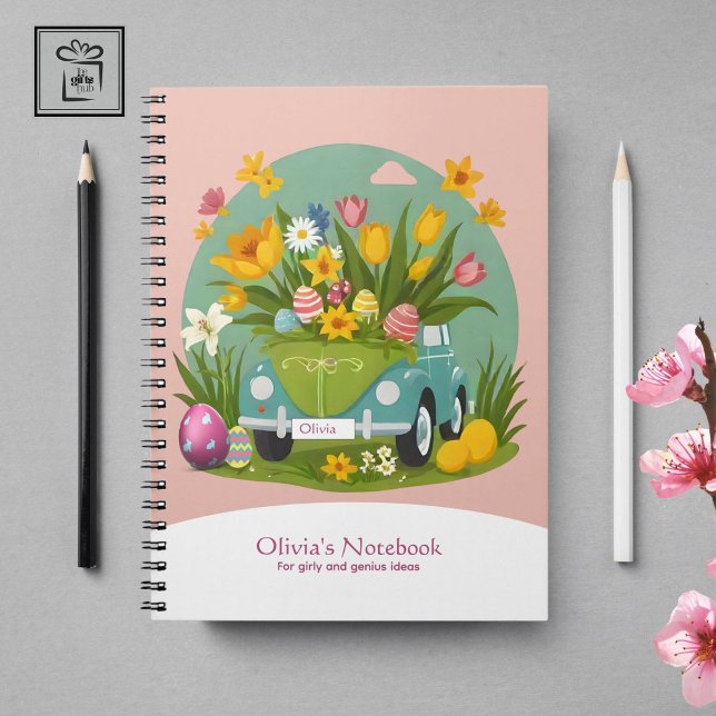 Custom Girly Floral Car Easter-themed Notebook (Custom Girly Floral Car Easter-themed Notebook)