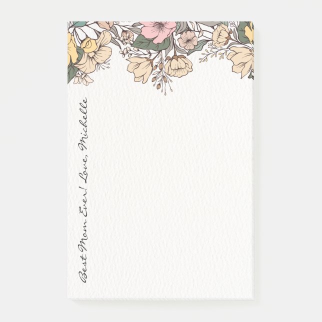 Custom Girly Floral Mother's Day Post-It Note Gift (Front)