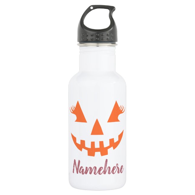 Custom Girly Jack O Lantern Pumpkin Halloween 532 Ml Water Bottle (Front)