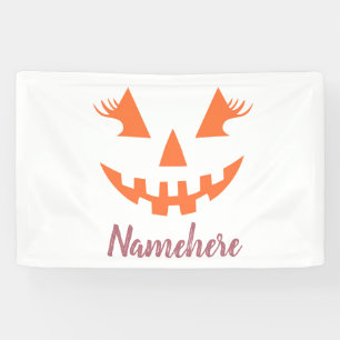 Custom Girly Jack O Lantern Pumpkin Halloween Banner
