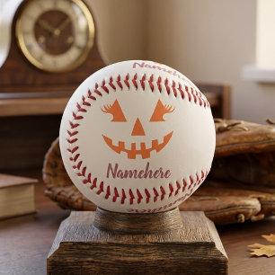 Custom Girly Jack O Lantern Pumpkin Halloween Baseball