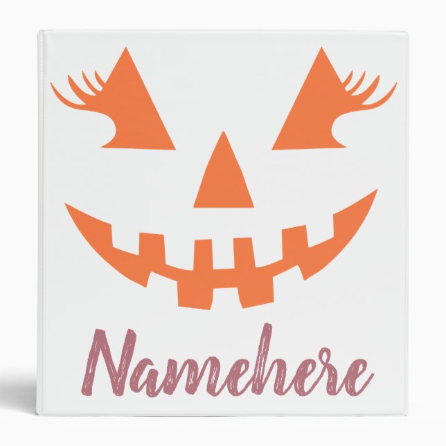 Custom Girly Jack O Lantern Pumpkin Halloween Binder (Front)