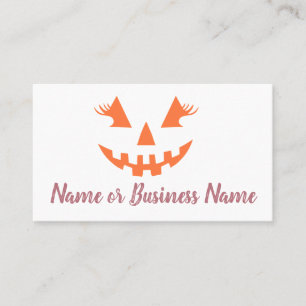Custom Girly Jack O Lantern Pumpkin Halloween Business Card