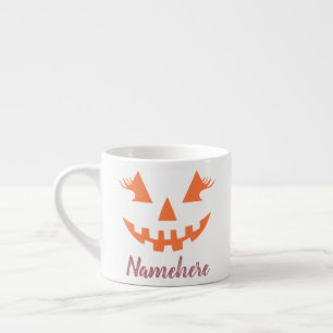 Custom Girly Jack O Lantern Pumpkin Halloween Espresso Cup