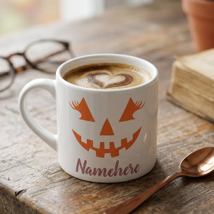 Custom Girly Jack O Lantern Pumpkin Halloween Espresso Cup