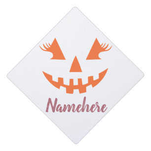 Custom Girly Jack O Lantern Pumpkin Halloween Graduation Cap Topper