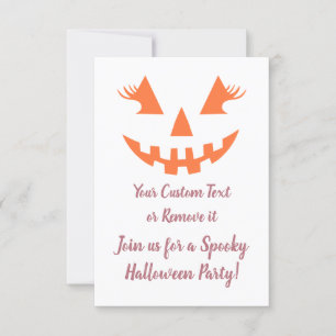 Custom Girly Jack O Lantern Pumpkin Halloween Invitation