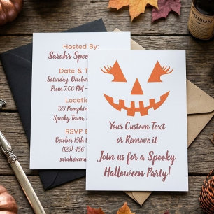 Custom Girly Jack O Lantern Pumpkin Halloween Invitation