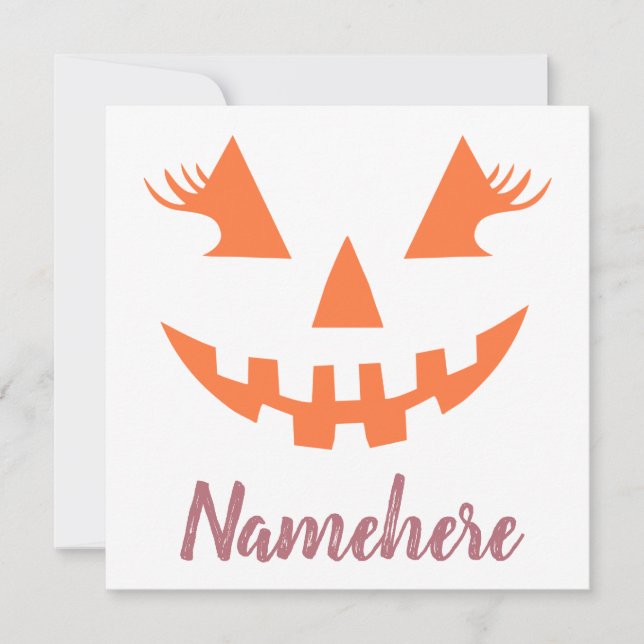 Custom Girly Jack O Lantern Pumpkin Halloween Invitation (Front)