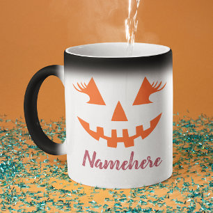 Custom Girly Jack O Lantern Pumpkin Halloween Magic Mug