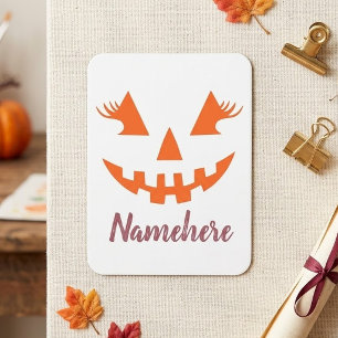 Custom Girly Jack O Lantern Pumpkin Halloween Magnet